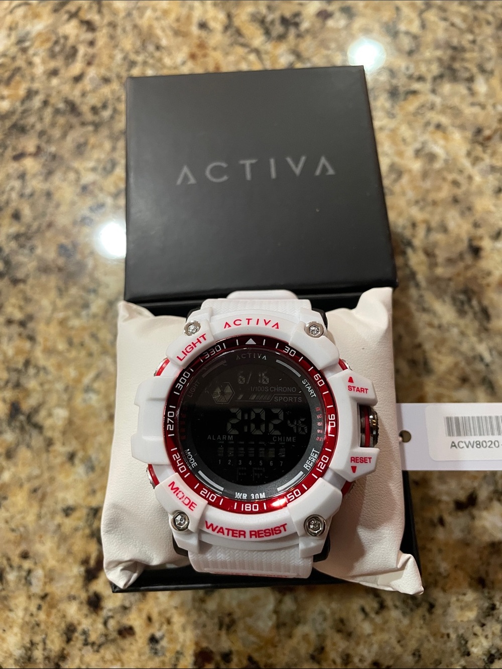 ACTIVA White and Red Digital Sports Watch for Men
